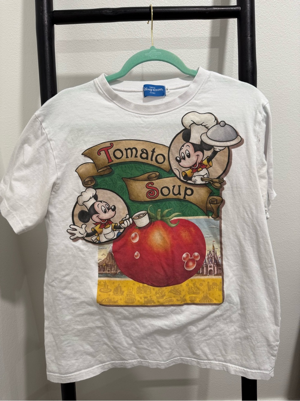 Tokyo Disney Resort Mickey Tomato Soup Double Sided Tee L